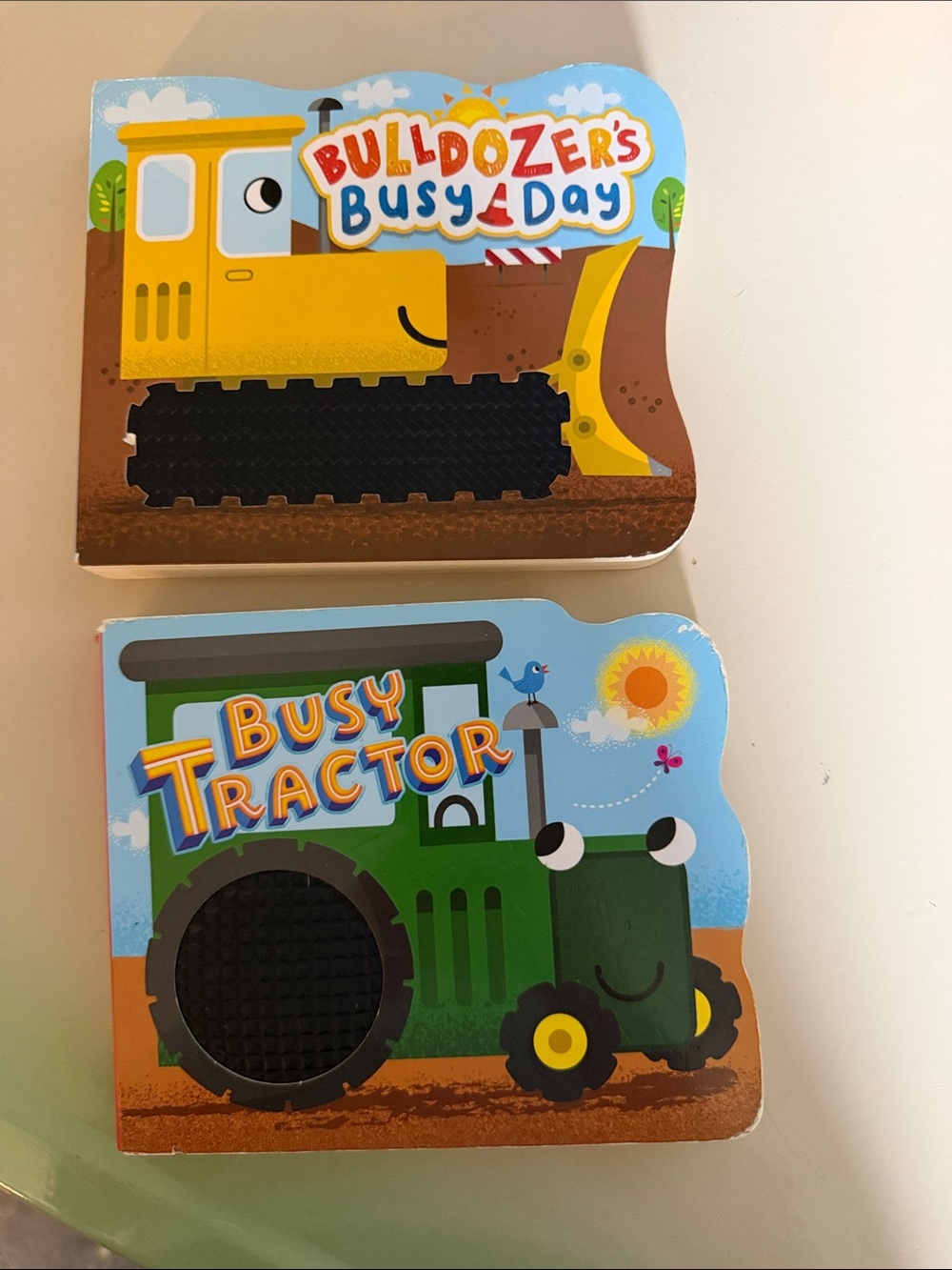 Bulldozer's Busy Day & Busy Tractor sensory Board Books